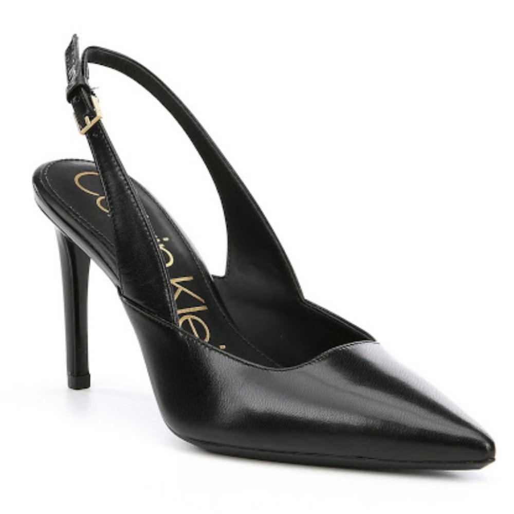 NEW Calvin Klein Rielle Leather Slingback Heels